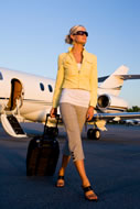 Female leaving a jet